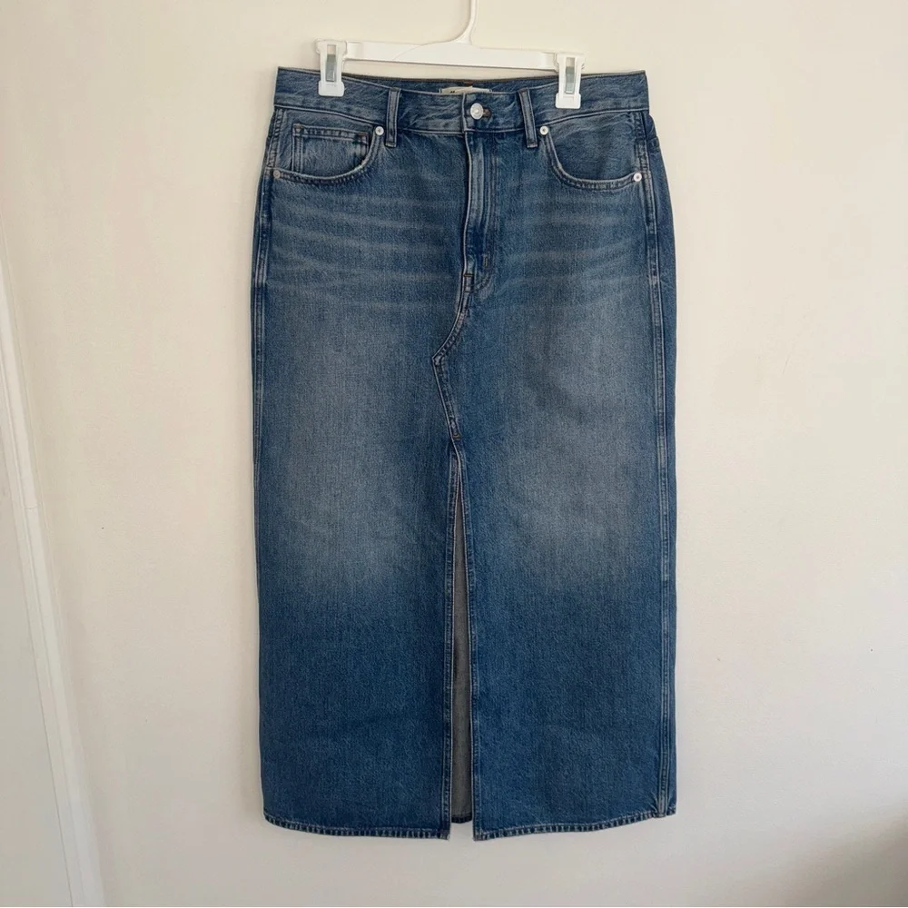 NWOT Madewell The Rilee Denim Midi Skirt 30
